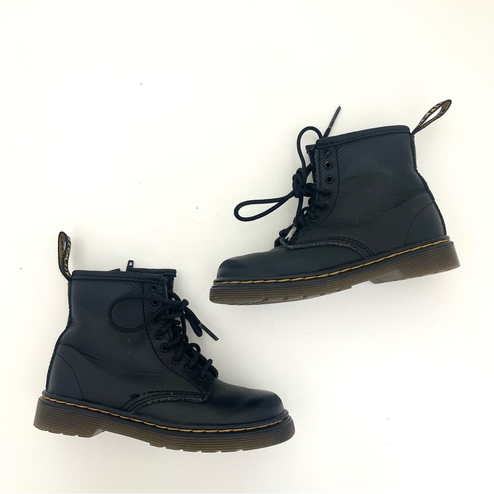 Dr. Martens 1460T Black Combat Side Zip 8-Eye Chunky Lace Up Moto Boots Size 10